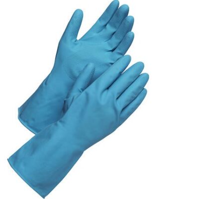 Rengøring / fødevare godkendt handske i blå Latex 30 cm.  WS 50-538