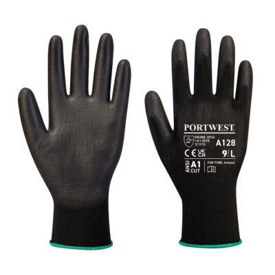 PU-dyppet latexfri handske ( detail pakke ) Sort