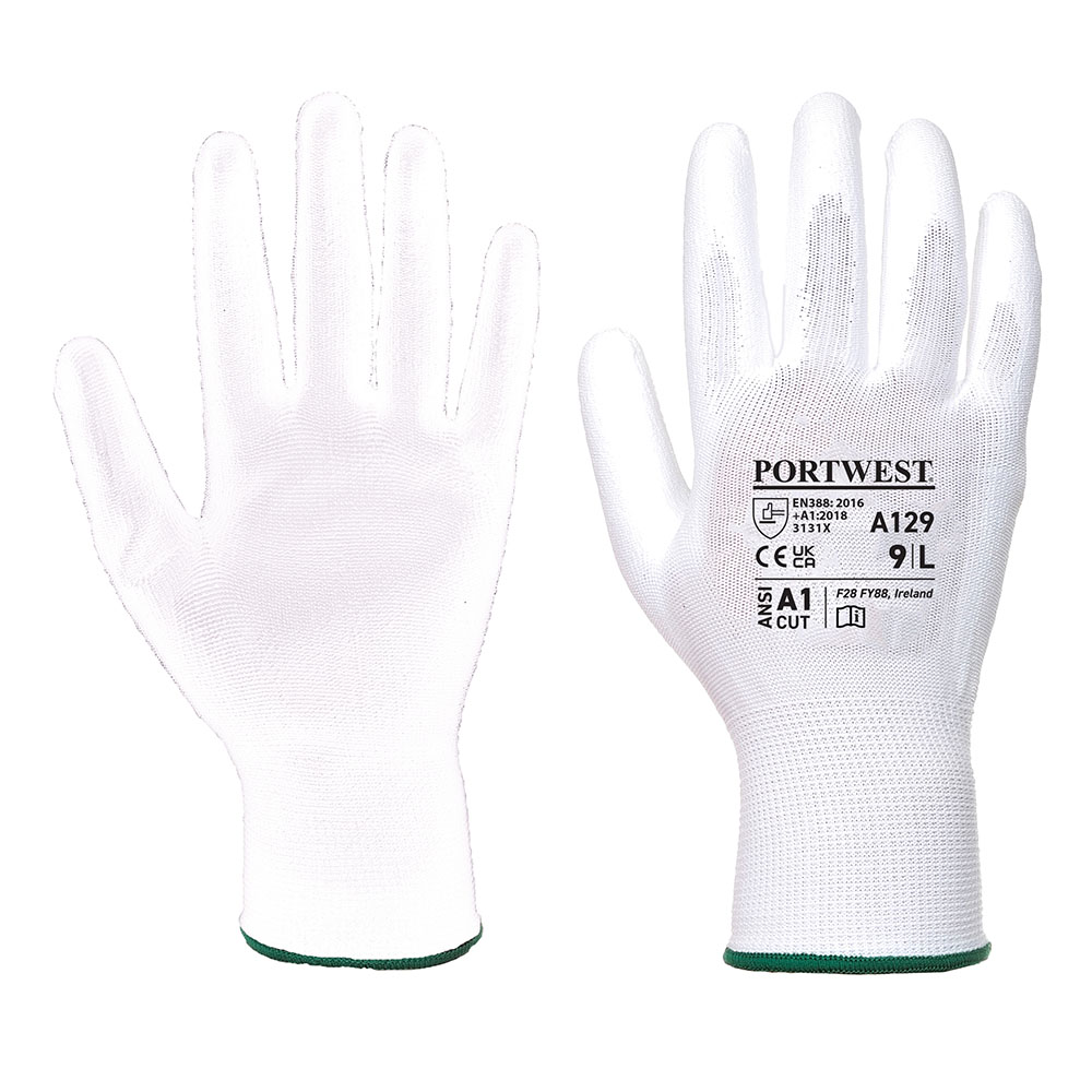 PU Palm handske - Hel kasse (480 par) - Hvid