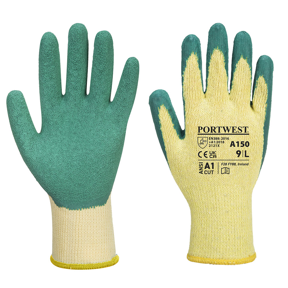 A150 - Klassisk Grip Handske – Latex - Grøn