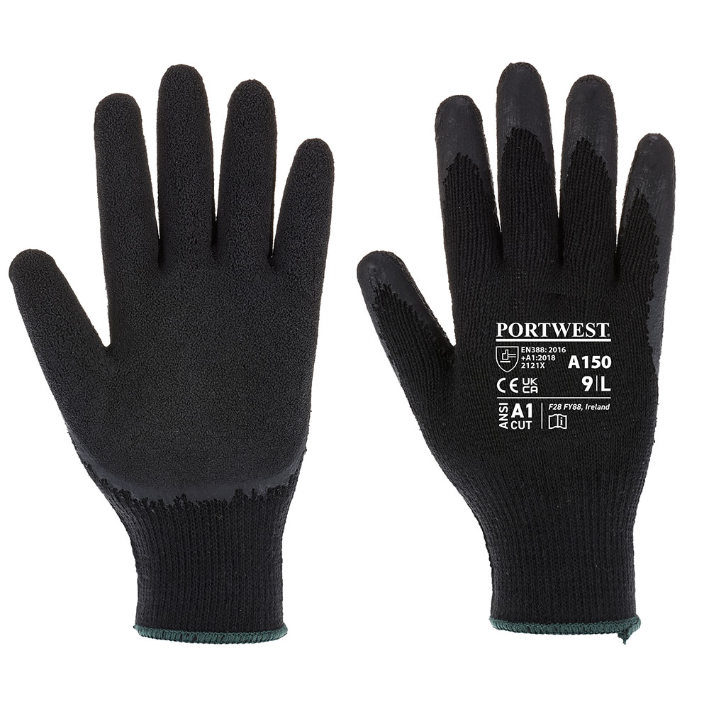 A150 - Klassisk Grip Handske – Latex - Sortere