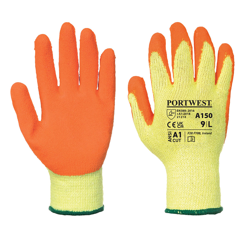 A150 - Klassisk Grip Handske – Latex - orange