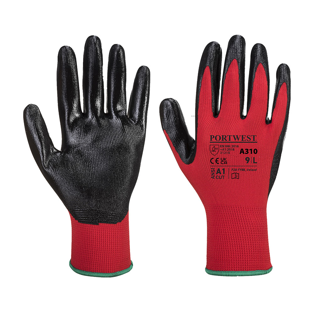Flexo Grip nitril handske -Rød/Sort