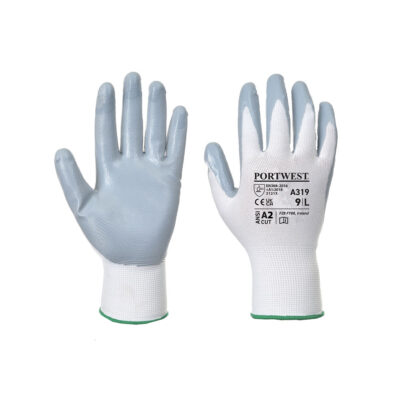 Flexo-Grip nitril handske (i detailpose) - Grå/Hvid