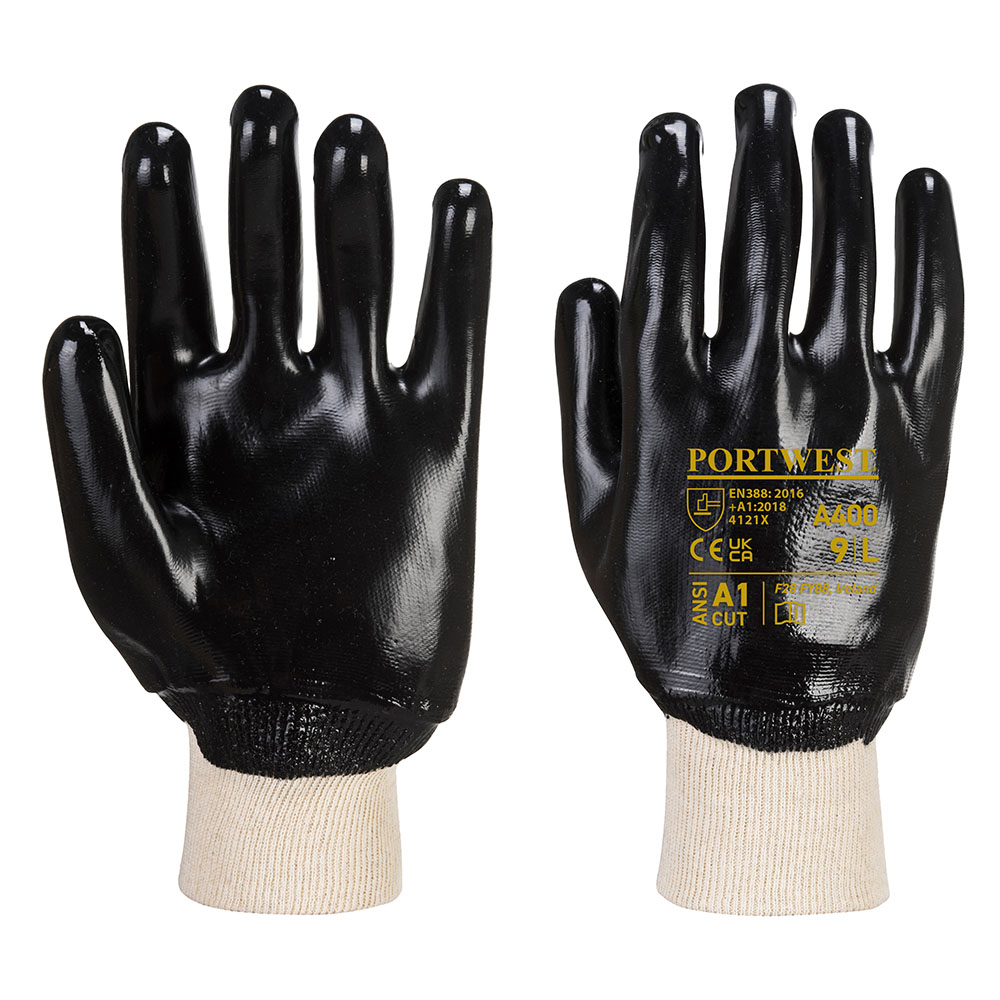 PVC handske m/ribkant - Sort