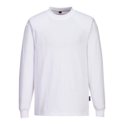 Antistatisk ESD langærmet T-shirt - Hvid
