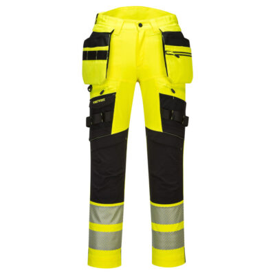 DX4 hi-vis bukser med hængelommer - Gul/Sort