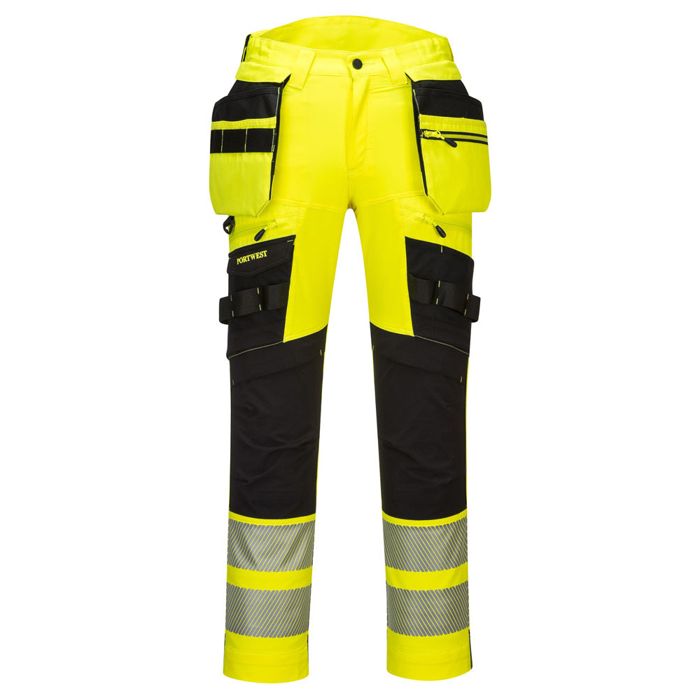 DX4 hi-vis bukser med hængelommer - Gul/Sort