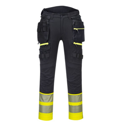 DX4 hi-vis klasse 1 bukser med hængelommer - Gul/Sort