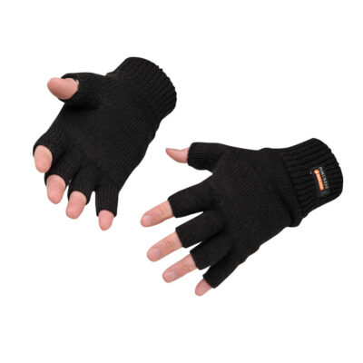 Fingerløs strikket Insulatex® handske - Sort