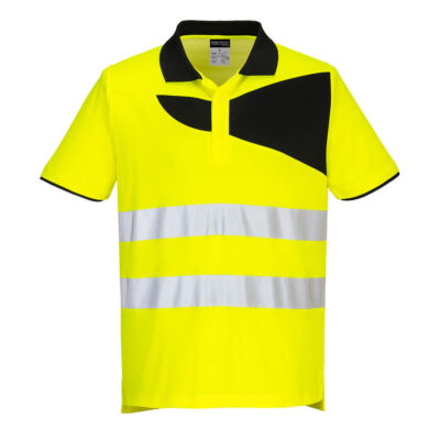 PW2 hi-vis polo korte ærmer - Gul/Sort