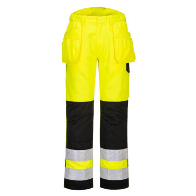 PW2 hi-vis bukser med hængelommer - Gul/Sort