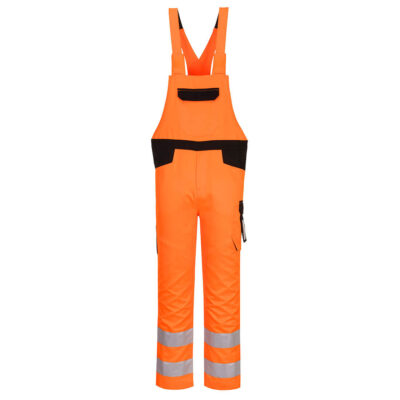 PW2 hi-vis overall m. hagesmæk og bøjle - Orange/Sort