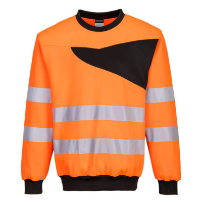 PW2 Hi-Vis Sweatshirt med rund hals - Orange/Sort