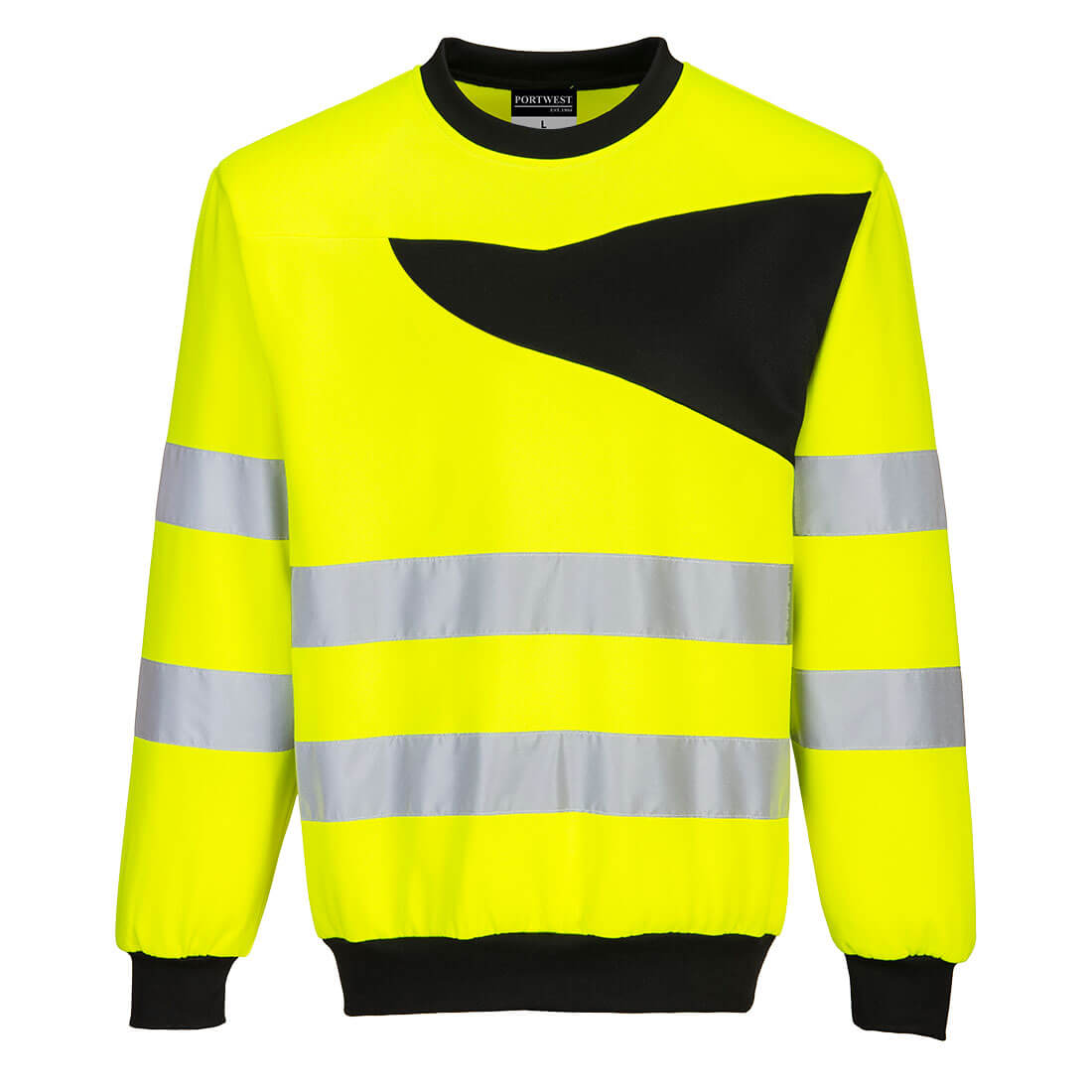 PW2 Hi-Vis Sweatshirt med rund hals - Gul/Sort