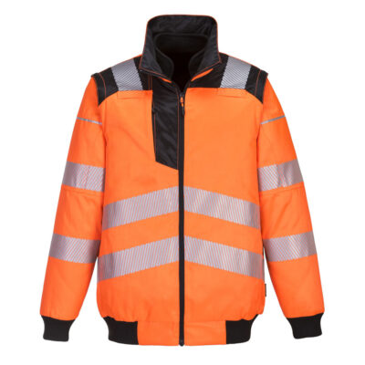 PW3 hi-vis 3 i 1 pilotjakke - Orange/Sort