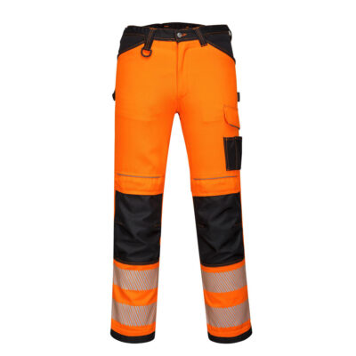 PW3 Hi-Vis letvægts stretch arbejdsbukser - Orange/Sort