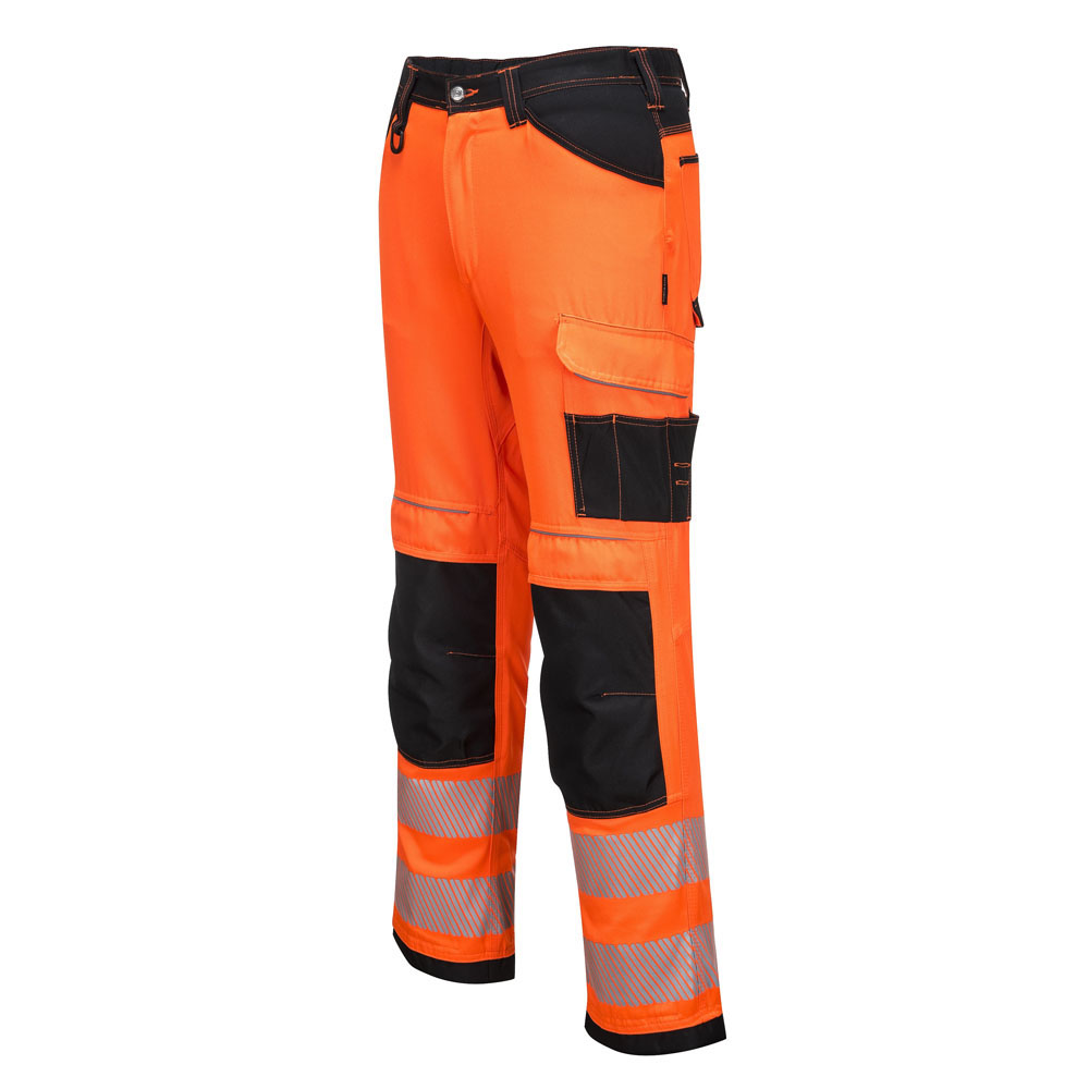 PW3 Hi-Vis letvægts stretch arbejdsbukser - Orange/Sort - Billede 2
