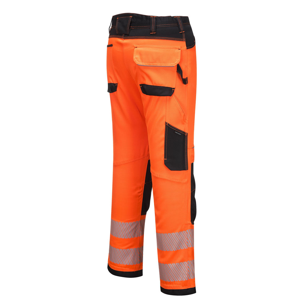 PW3 Hi-Vis letvægts stretch arbejdsbukser - Orange/Sort - Billede 3