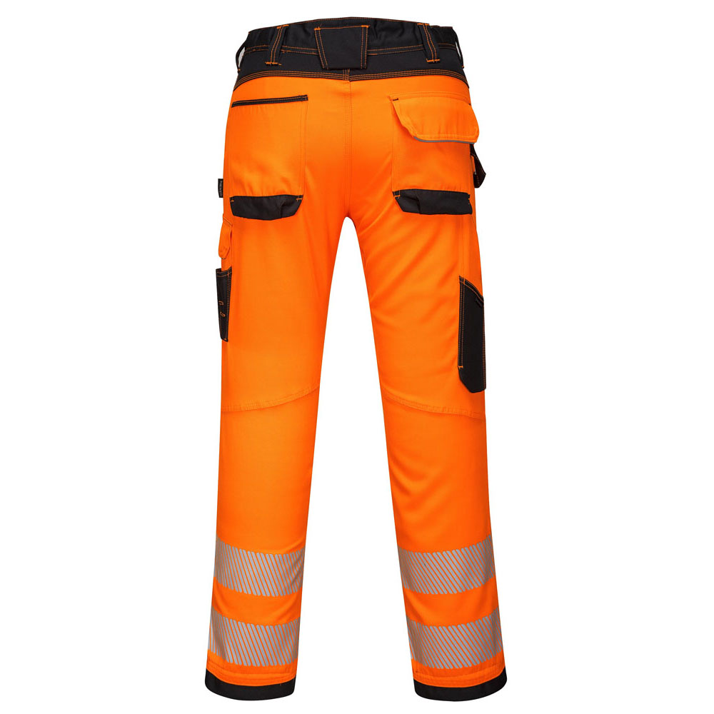 PW3 Hi-Vis letvægts stretch arbejdsbukser - Orange/Sort - Billede 4