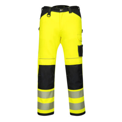 PW3 Hi-Vis letvægts stretch arbejdsbukser - Gul/Sort