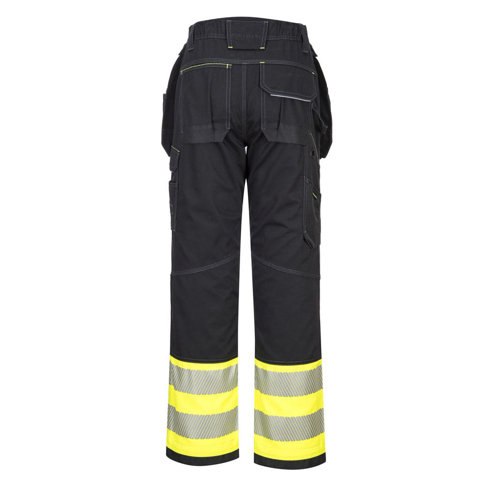 PW3 hi-vis kl.1 bukser med hængelommer - Gul/Sort - Billede 4
