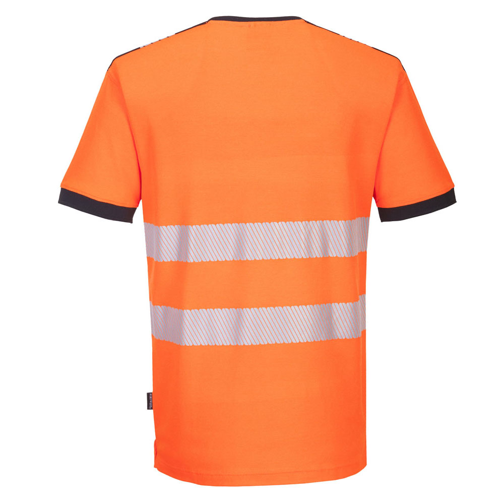 PW3 hi-vis V-hals t-shirts - Orange/Sort - Billede 2
