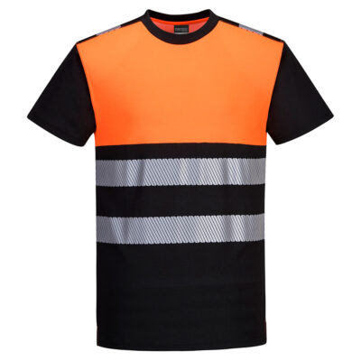 PW3 hi-vis kl. 1 T-shirt - Sort/Orange