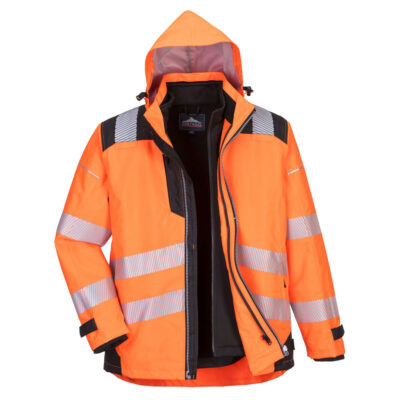 PW3 hi-vis 3-i-1 jakke - Orange/Sort