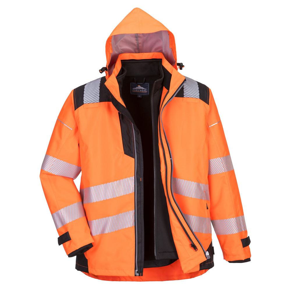 PW3 hi-vis 3-i-1 jakke - Orange/Sort