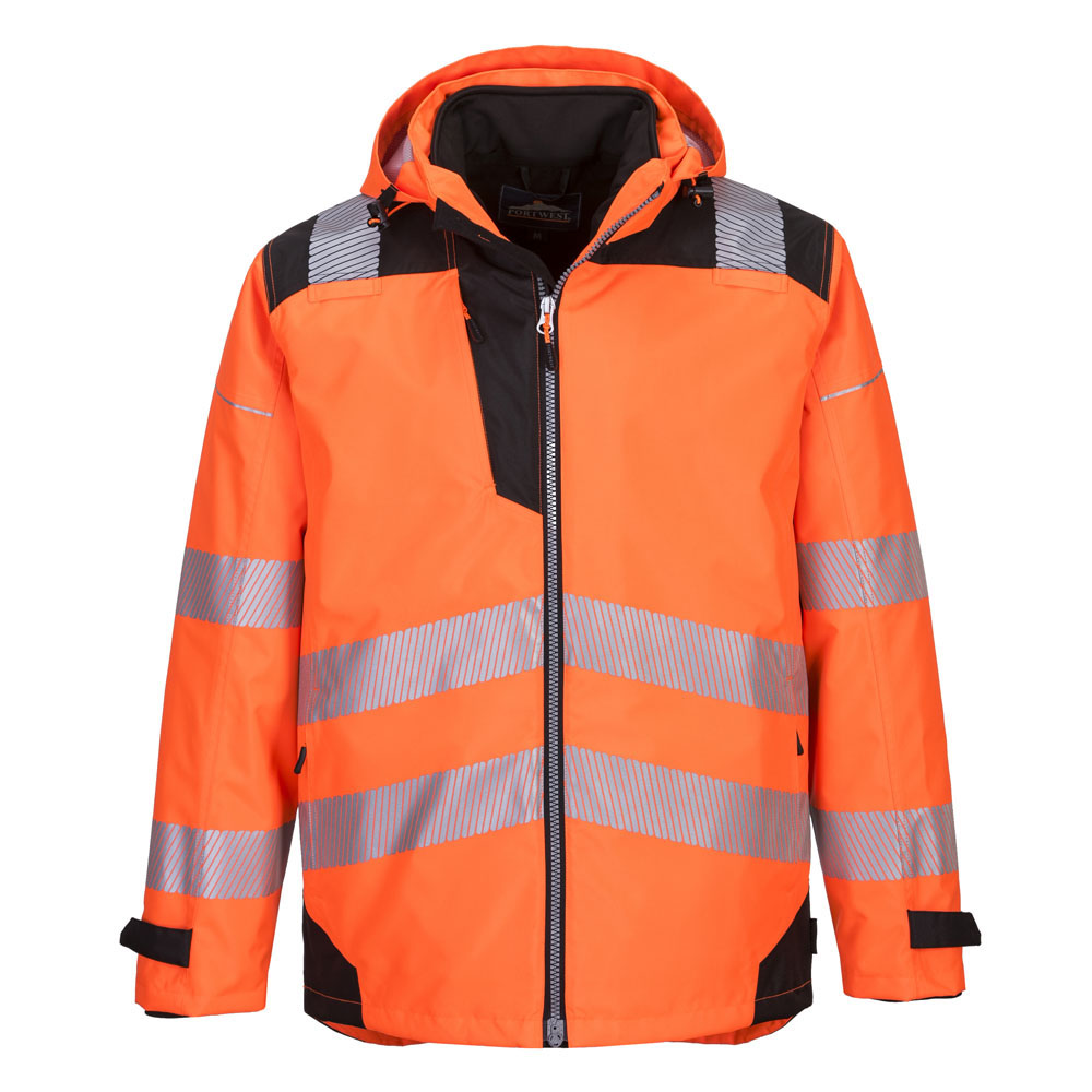 PW3 hi-vis 3-i-1 jakke - Orange/Sort - Billede 4