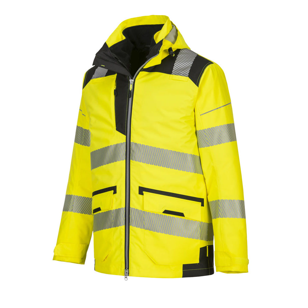 PW3 hi-vis 5-i-1 jakke - Gul/Sort - Billede 2