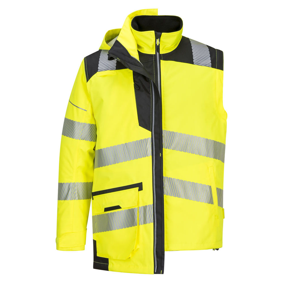PW3 hi-vis 5-i-1 jakke - Gul/Sort - Billede 4