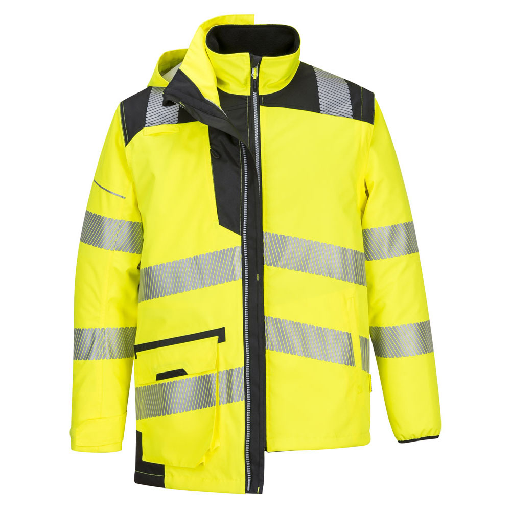 PW3 hi-vis 5-i-1 jakke - Gul/Sort - Billede 5