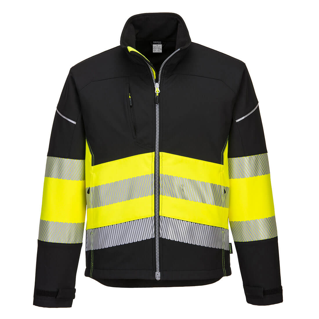 PW3 hi-vis kl. 1 softshell jakke - Sort/Gul