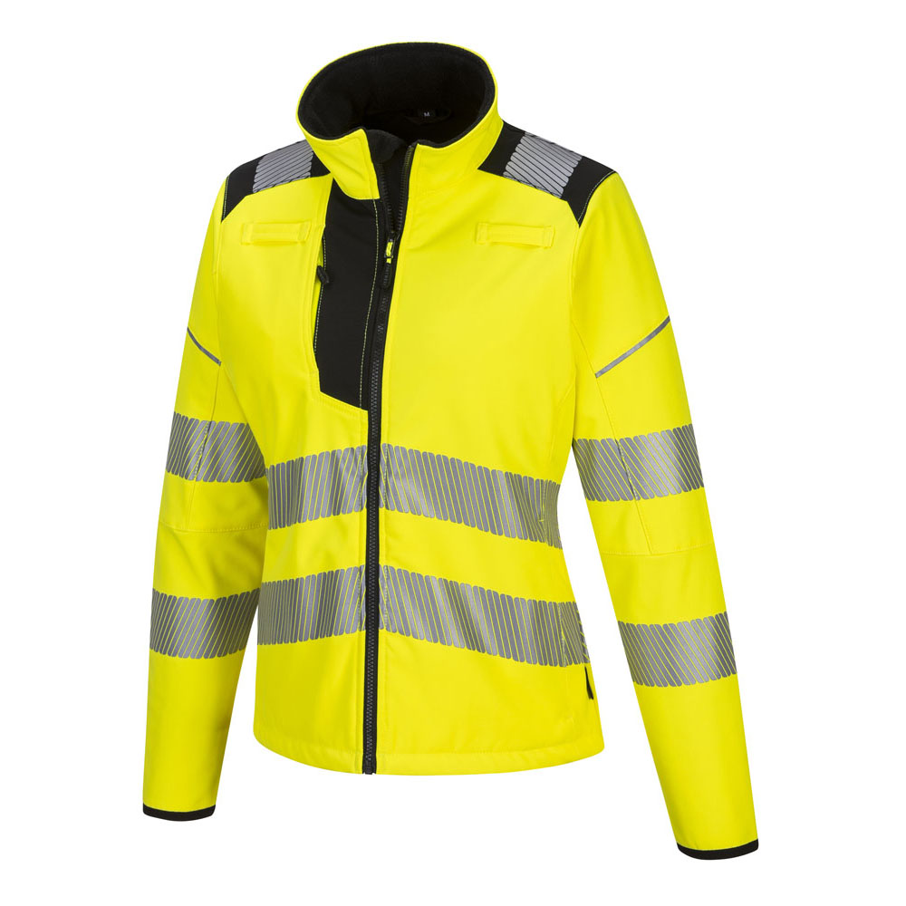 PW3 hi-vis softshell til kvinder - Gul/Sort - Billede 2