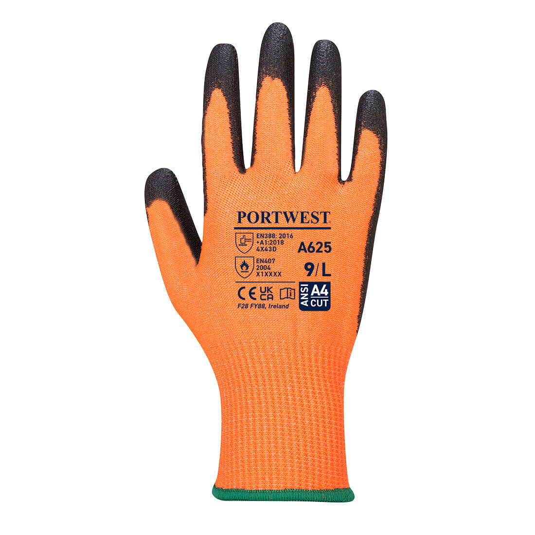 Vis-Tex PU skærefast handske - Orange/Sort - Billede 2