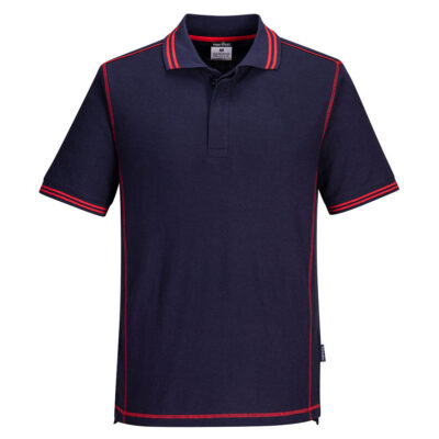 Tofarvet poloshirt - Marine/Rød