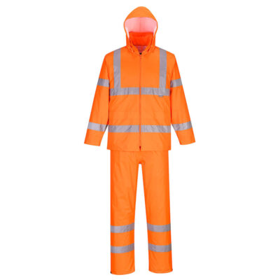 Hi-vis Packaway regndragt - orange