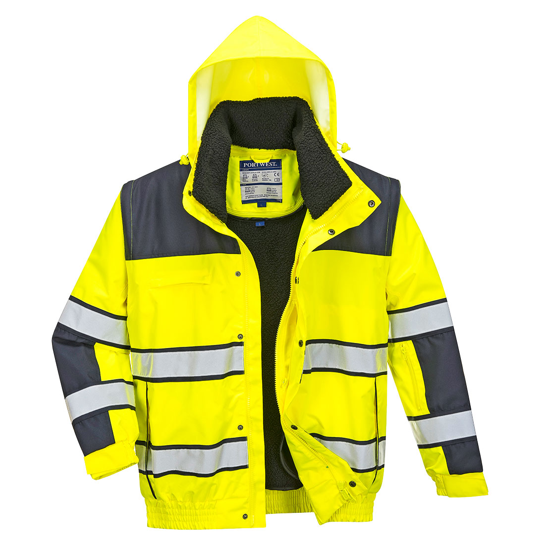 Hi-vis klassisk pilotjakke - Gul/Marine