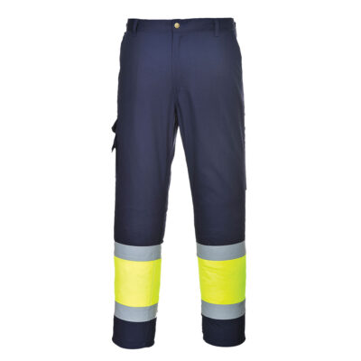 Hi-vis 2 farvet bukser m/lårlomme - Gul/Marine
