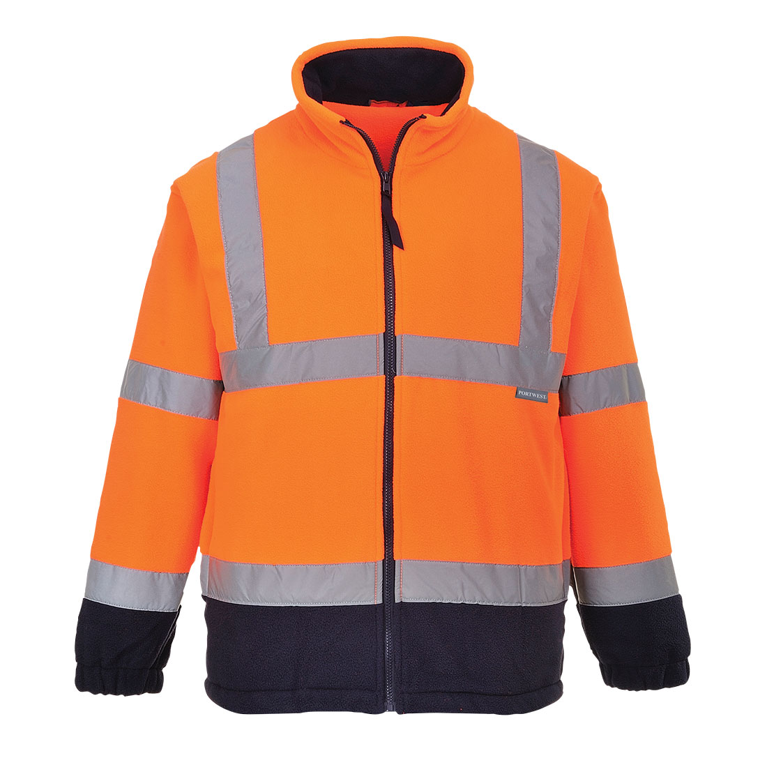 Hi-Vis 2-farvet Fleece - Orange/Marine