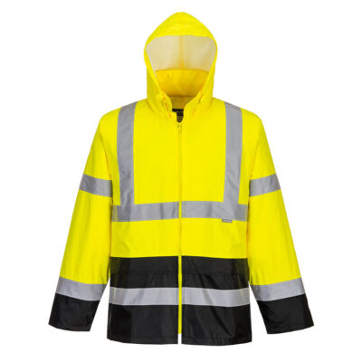Hi-Vis Klassisk kontrast regnjakke - Gul/Sort