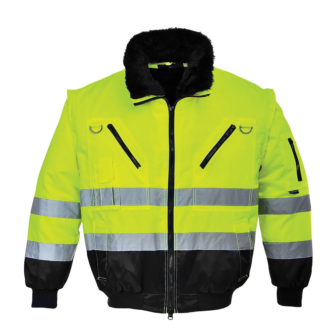 Hi-Vis 3 i 1 pilotjakke - Gul/Sort