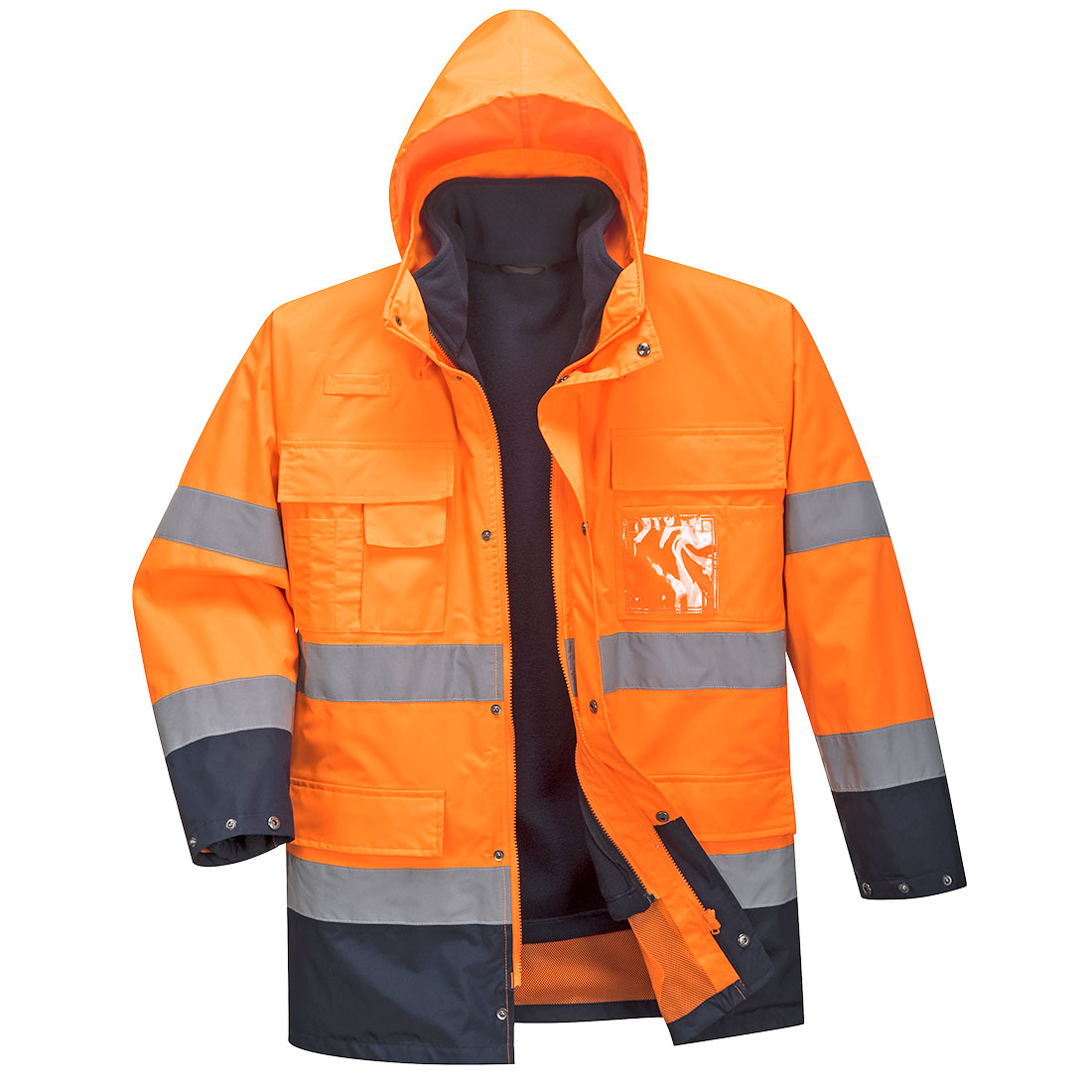 Hi-Vis Lite 3-1 Jakke - Orange/Marine