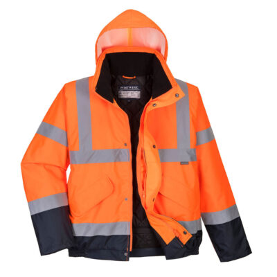 Hi-Vis 2-farvet pilotjakke - Orange/Marine