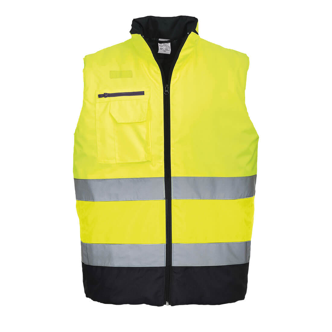Hi-Vis 2 Farvet bodywarmer - Gul/Marine