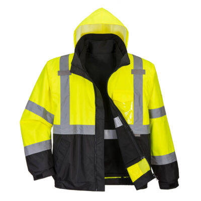 Hi-Vis 3i1 bomberjakke - Gul/Sort