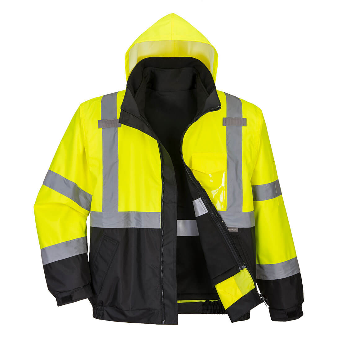 Hi-Vis 3i1 bomberjakke - Gul/Sort