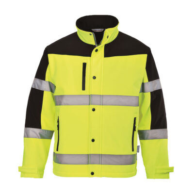 Hi-Vis 2-farvet softshell jakke (3L) - Gul